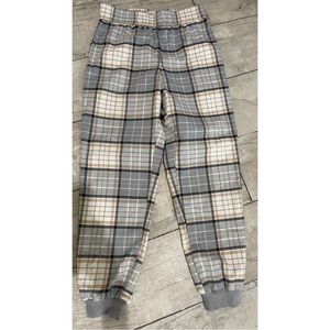 LOFT Outlet High Rise Jogger Blue Plaid Print Size S new